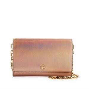 Tory Burch Robinson Metallic Wallet on Chain